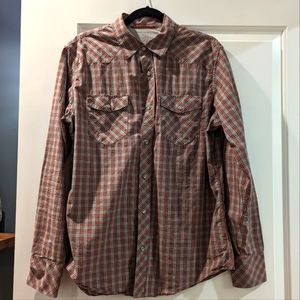 Banana Republic Shirt Mens M Slim Fit Pearl Snap Long Sleeve Button Up